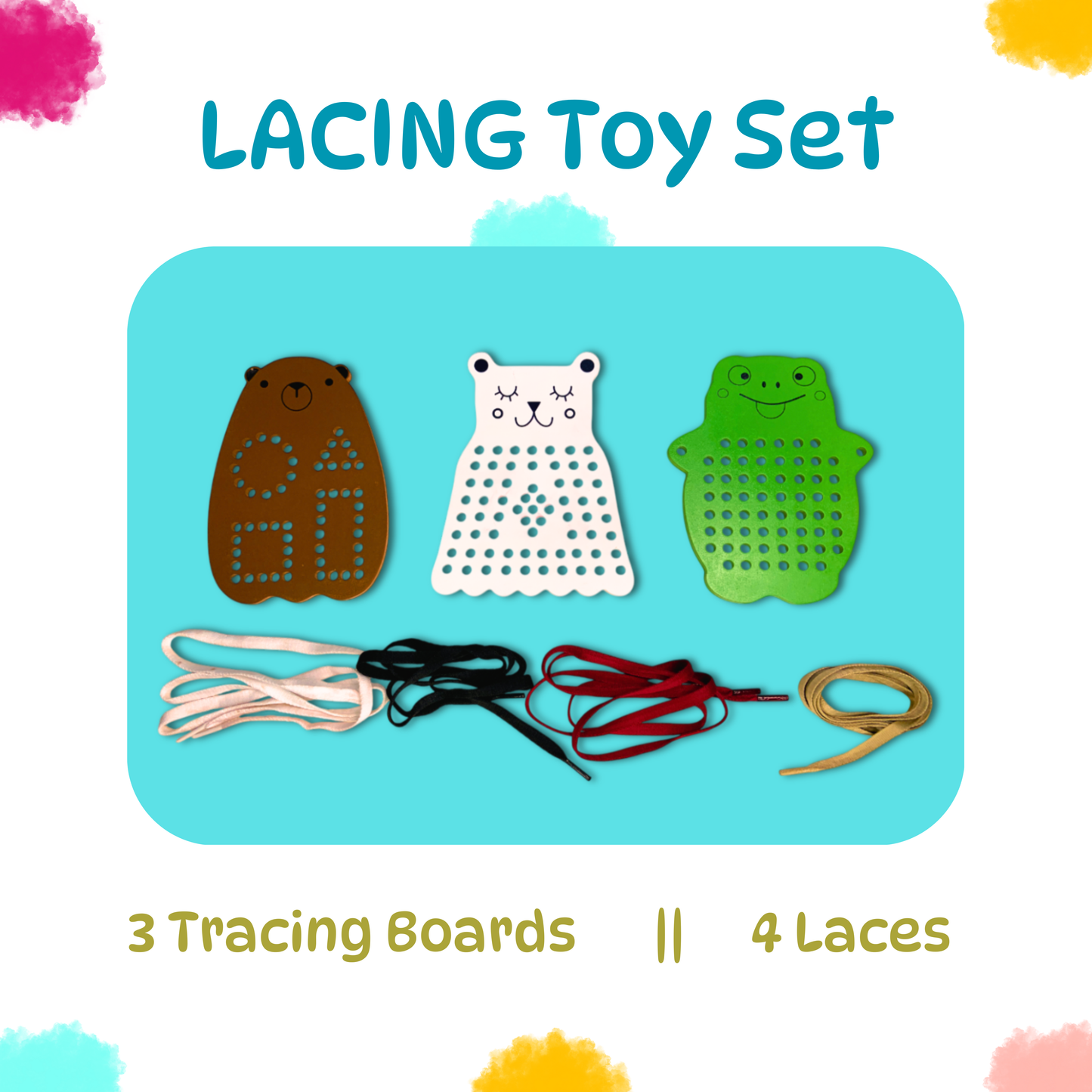 Wooden Lacing Toys Set (Set of 3)