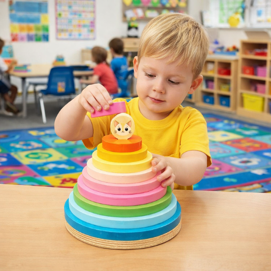 Rainbow Stacking Rings with Stacker