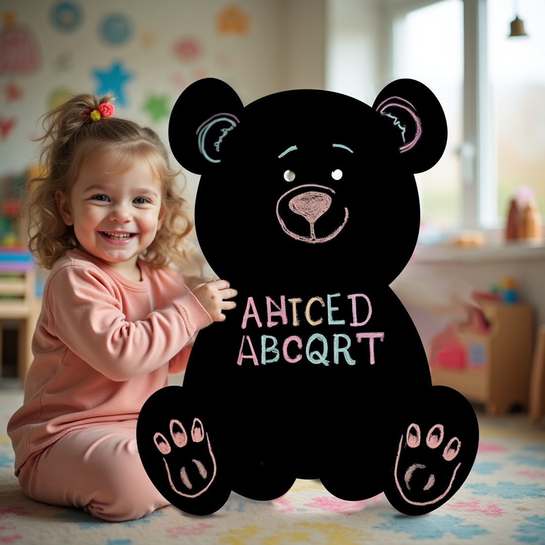 Teddy Bear Shaped Frameless Chalk Board 23x18 inch
