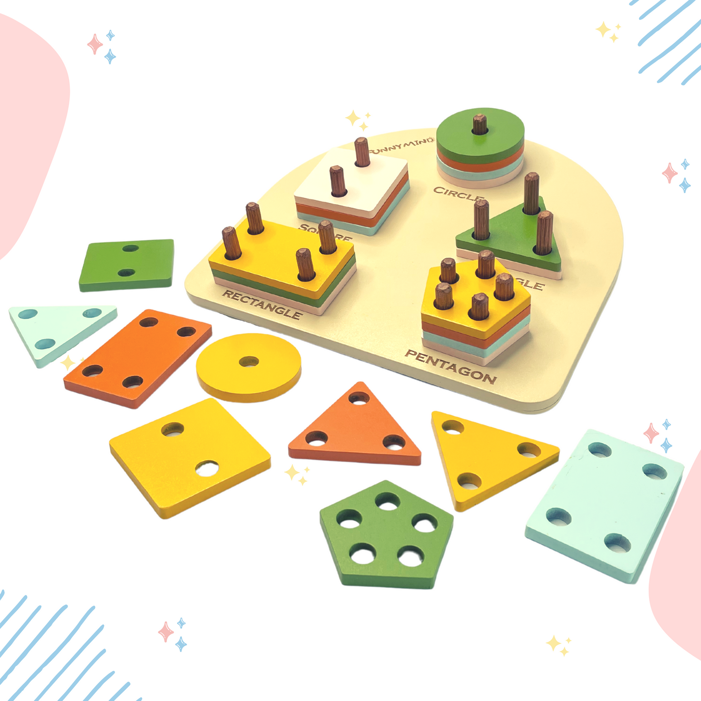 Halfmoon Geometric Shape Sorter 26 Pieces