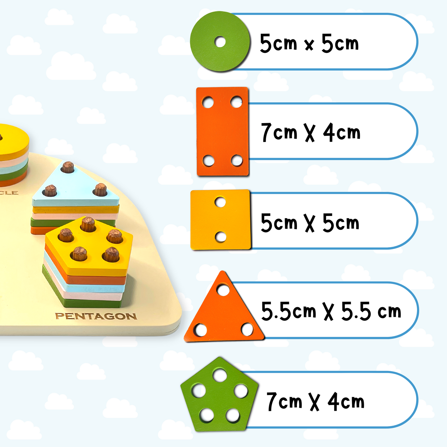 Halfmoon Geometric Shape Sorter 26 Pieces