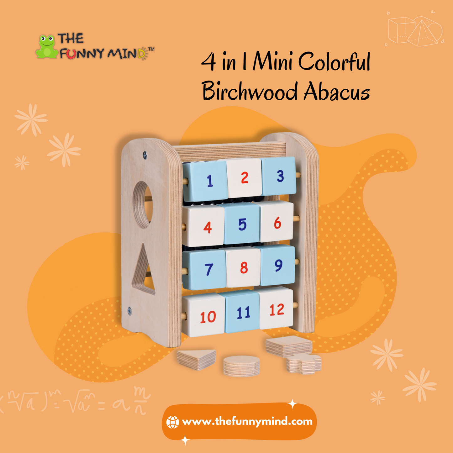 4 in 1 Mini Colorful Birchwood Abacus