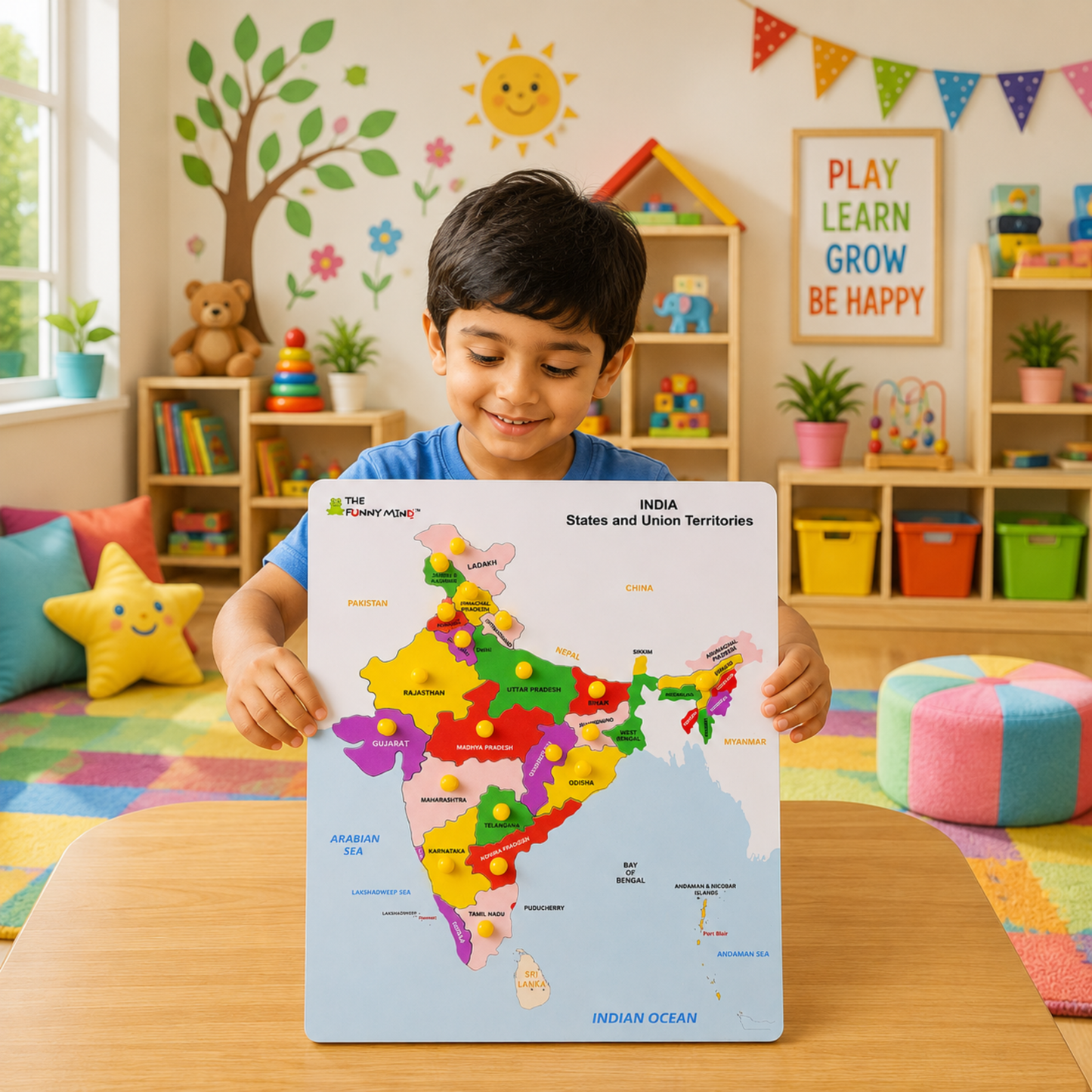 India States & Union Territories Wooden Knob Puzzle