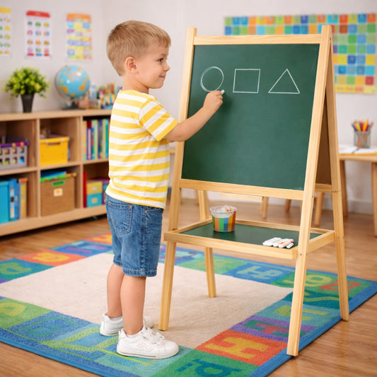 Wooden 2 in 1 White & Green Easel Board