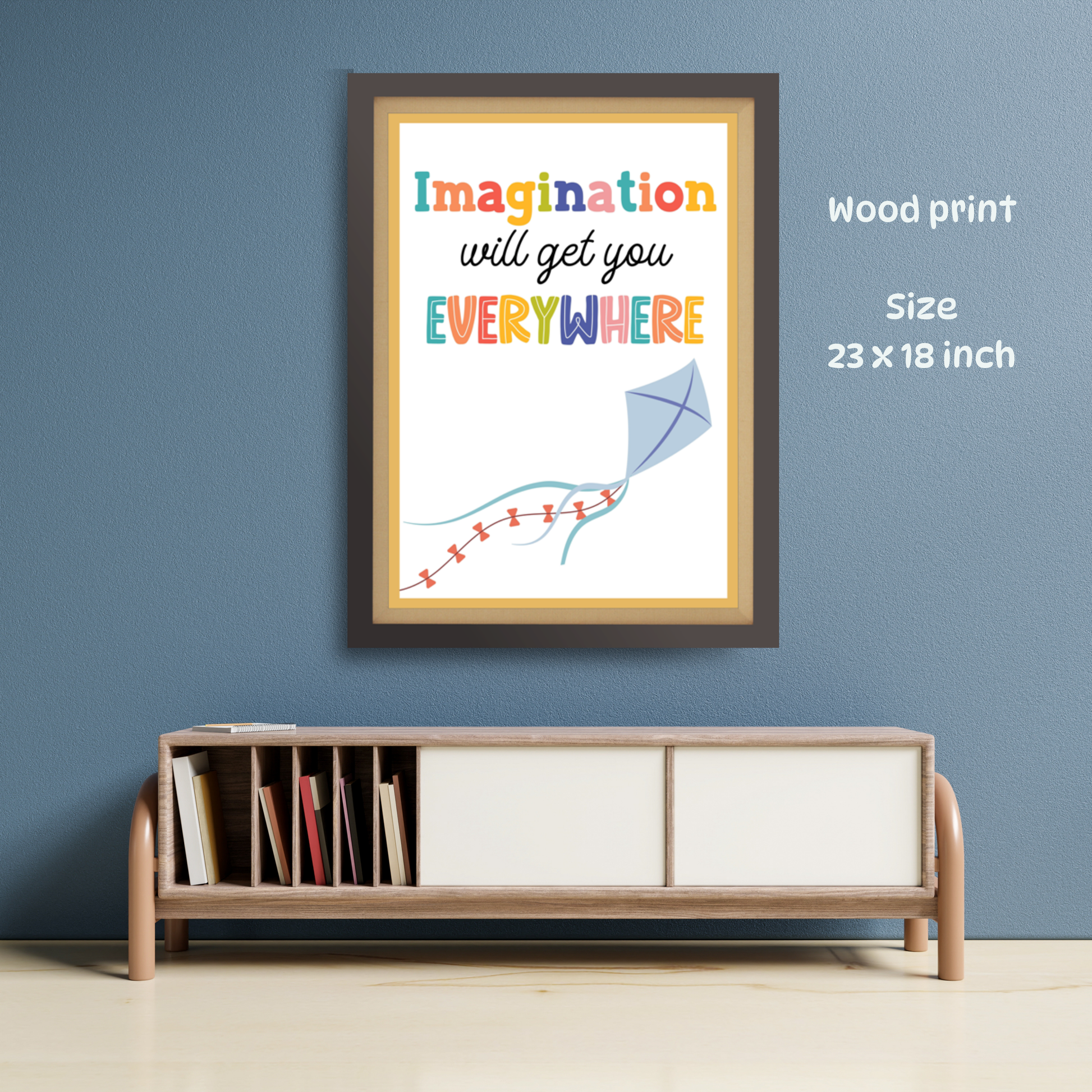Imagination Positive Quote Colorful Wood Print Nursery Wall Art