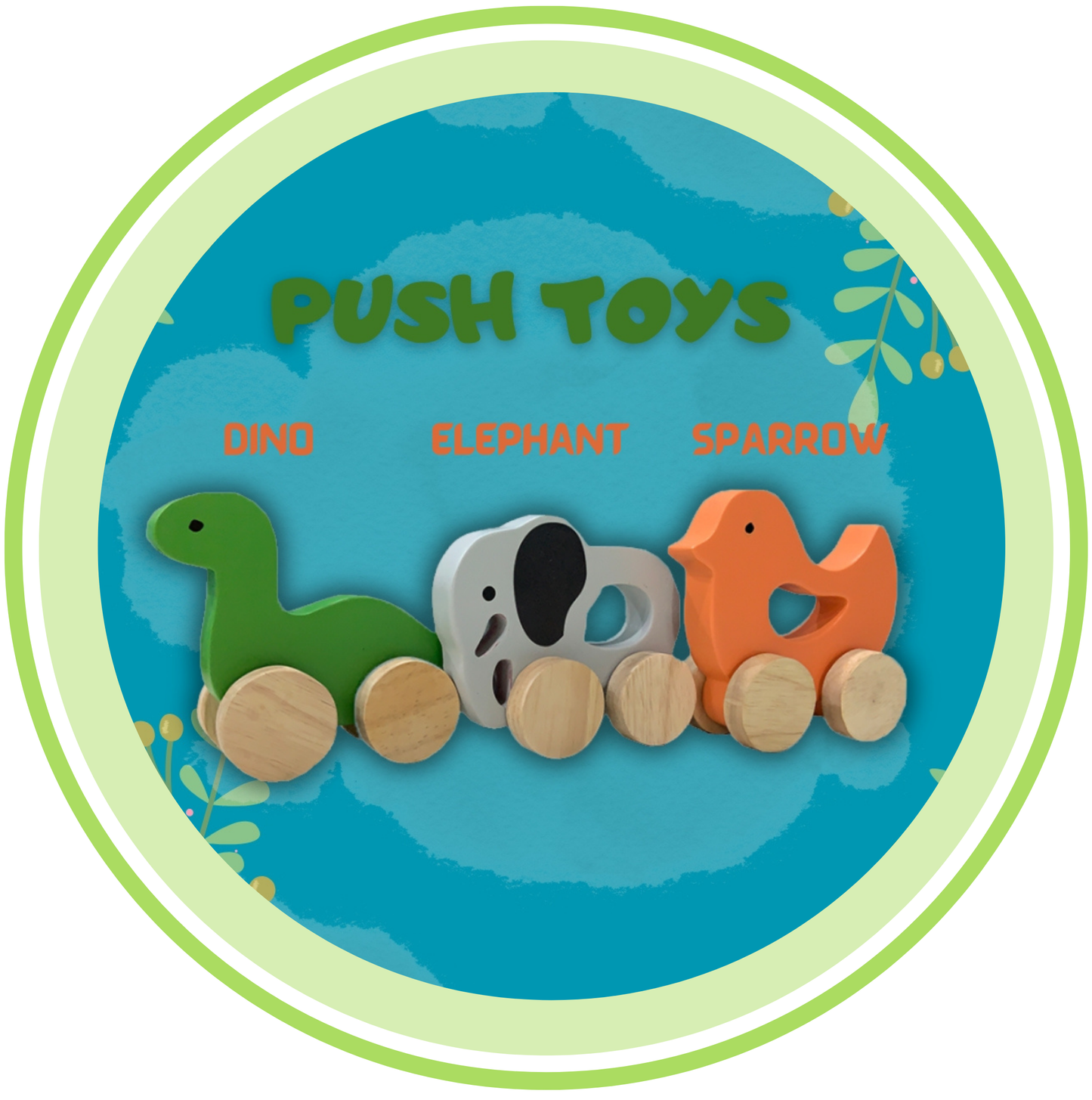 Wooden Push Animal Toys