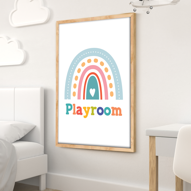 Playroom Colorful Wood Print Nursery Wall Art