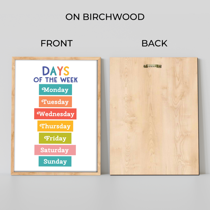 Days Of The Week Colorful Wood Print Nursery Wall Art