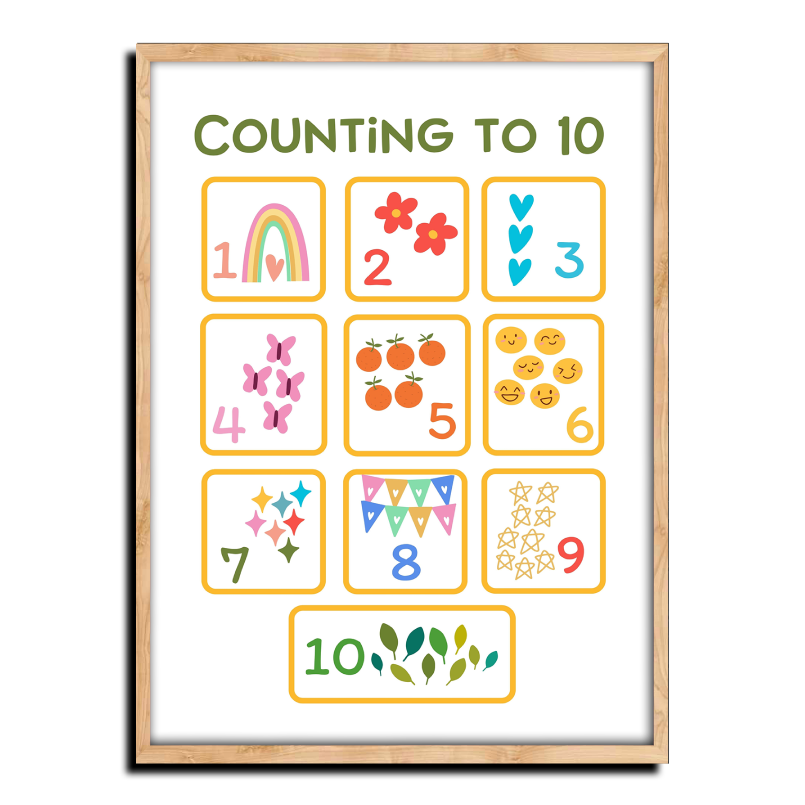 Counting To 10 Wood Print Nursery Wall Art
