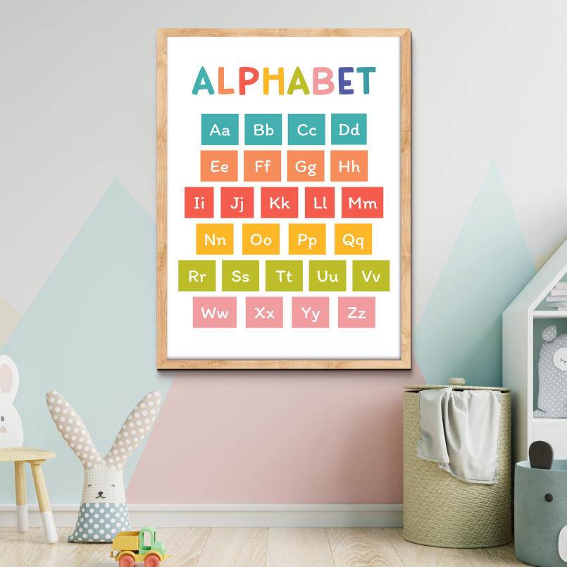 Alphabet Colorful Wood Print Nursery Wall Art