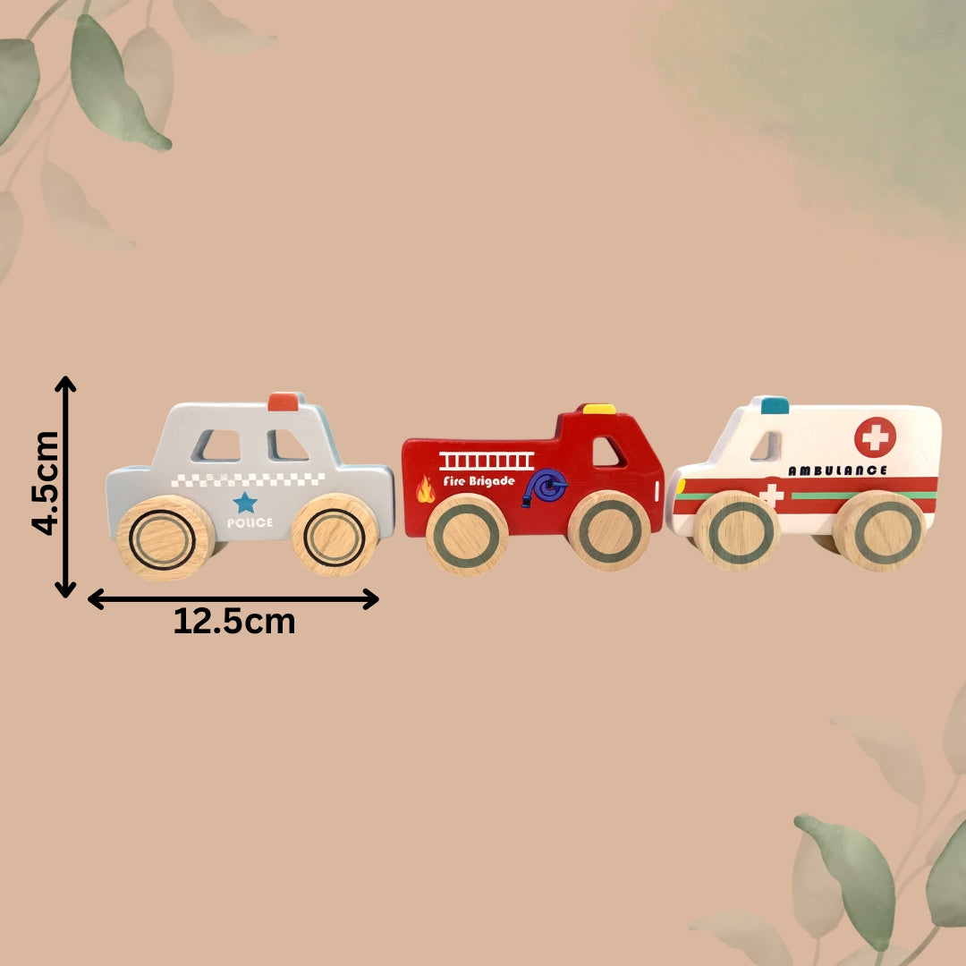Emergency Vehicles Push Along Wooden Toy