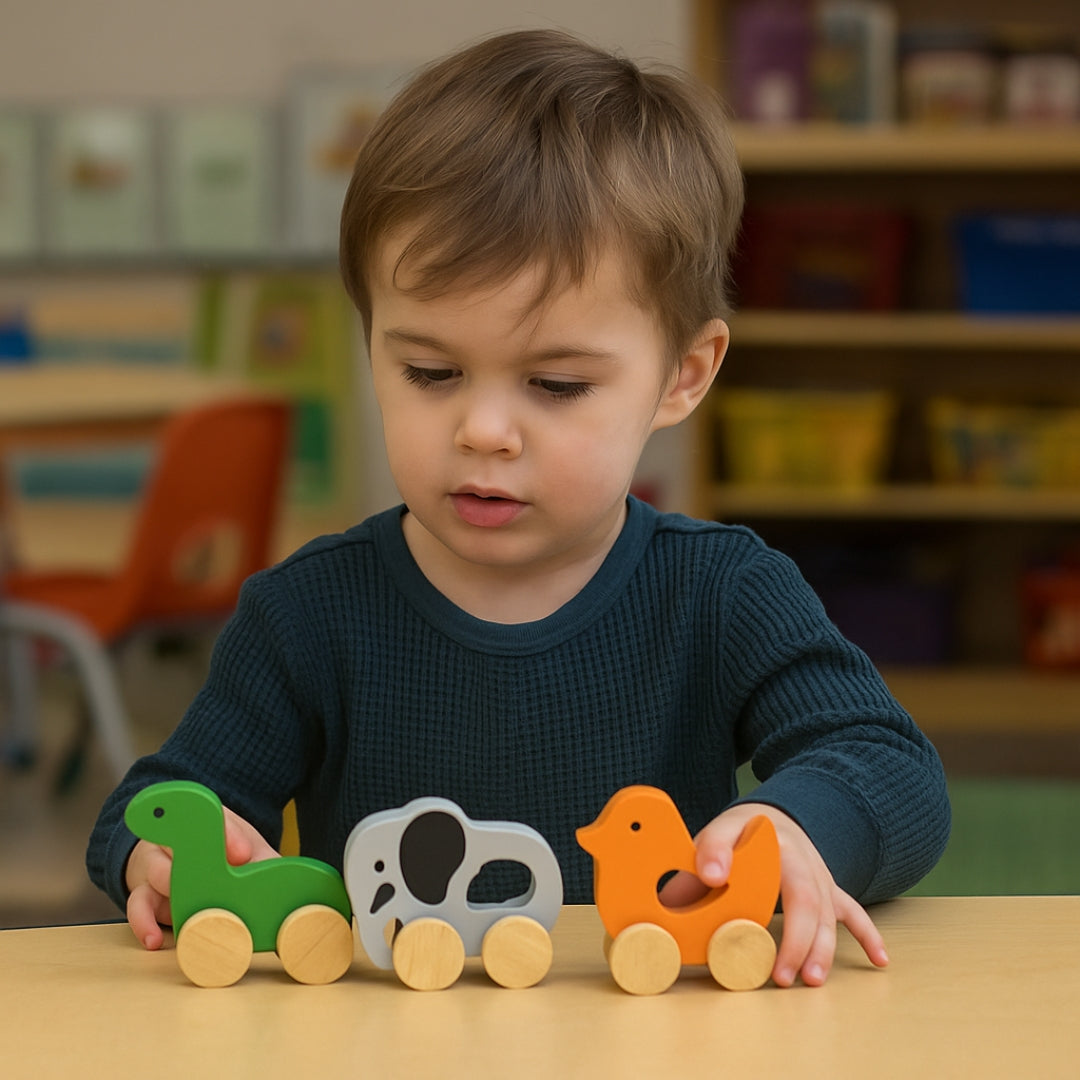 Wooden Push Animal Toys