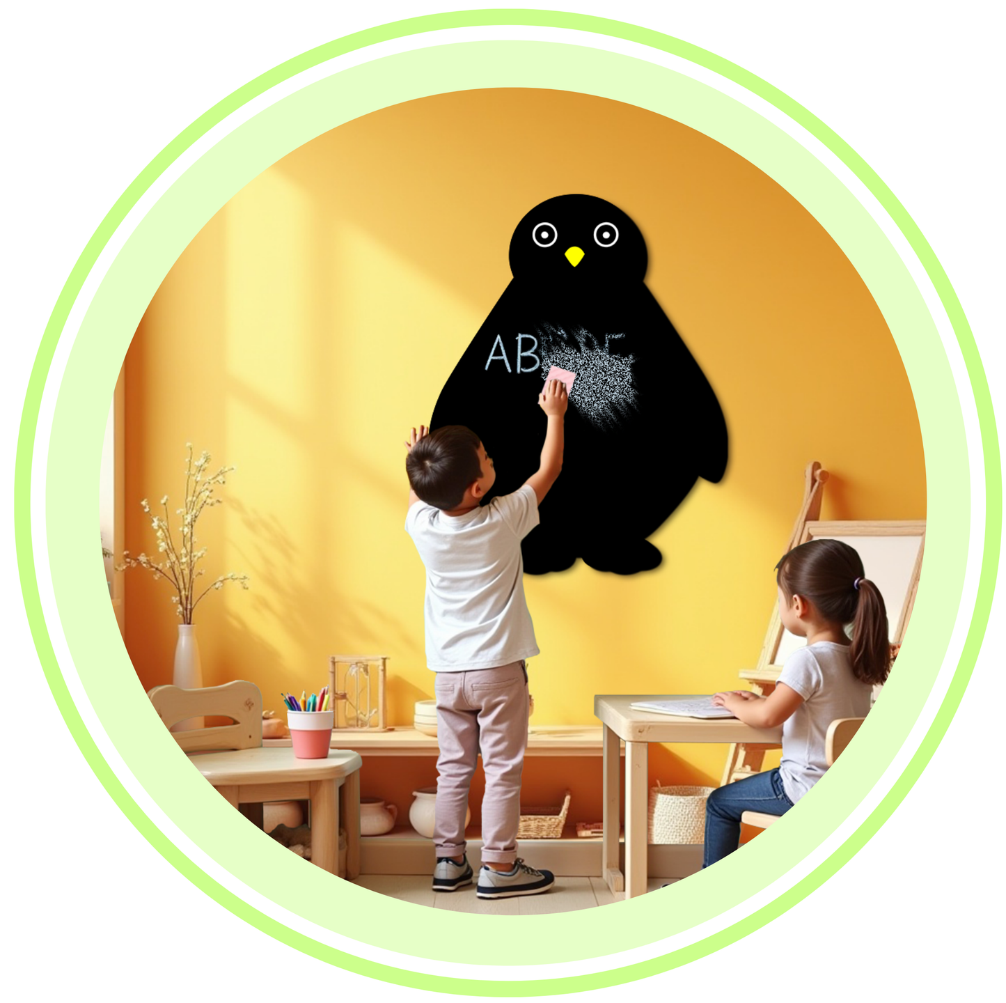 Penguin Shaped Frameless Chalk Board 23x18 inch