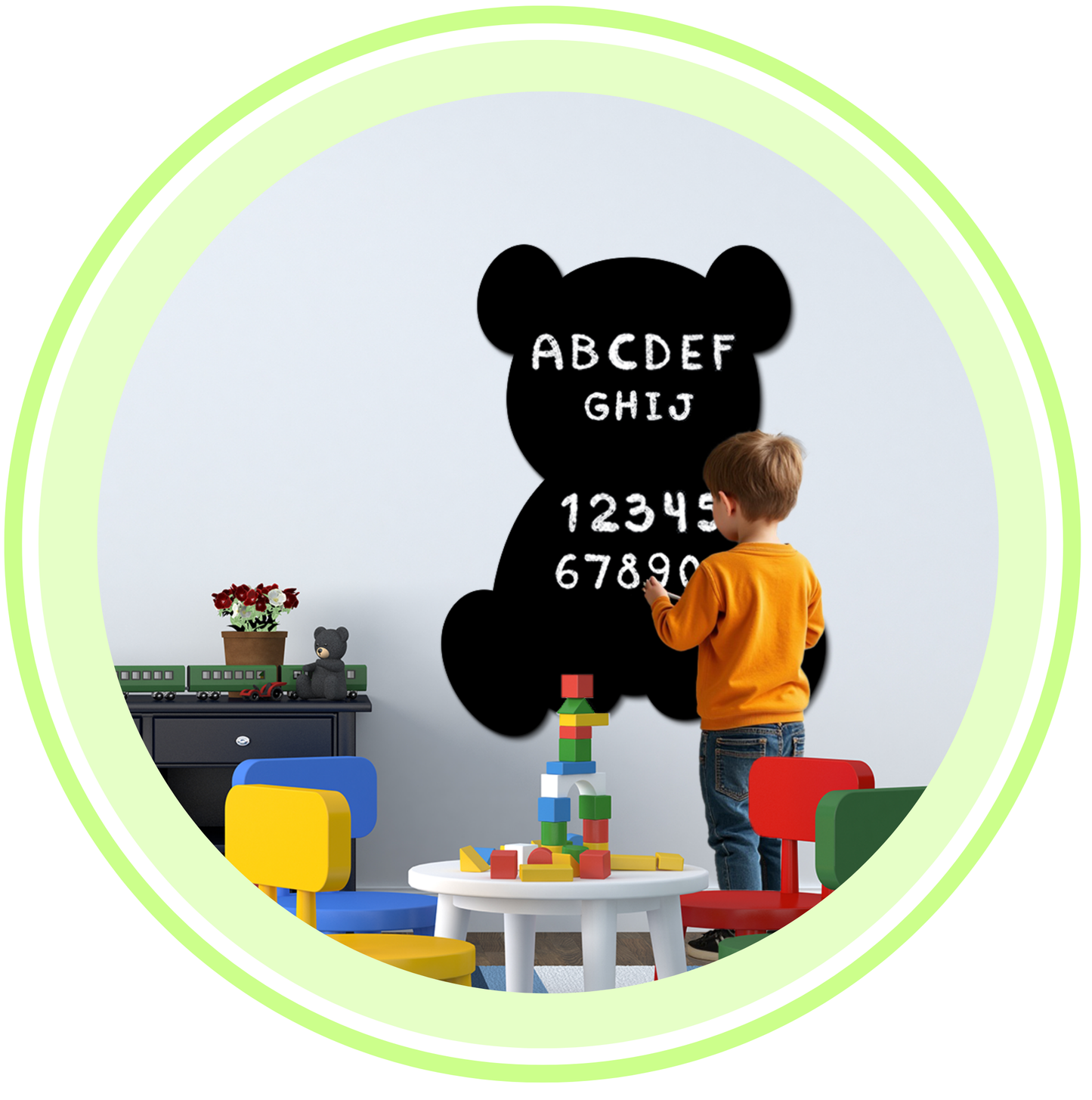 Teddy Bear Shaped Frameless Chalk Board 23x18 inch