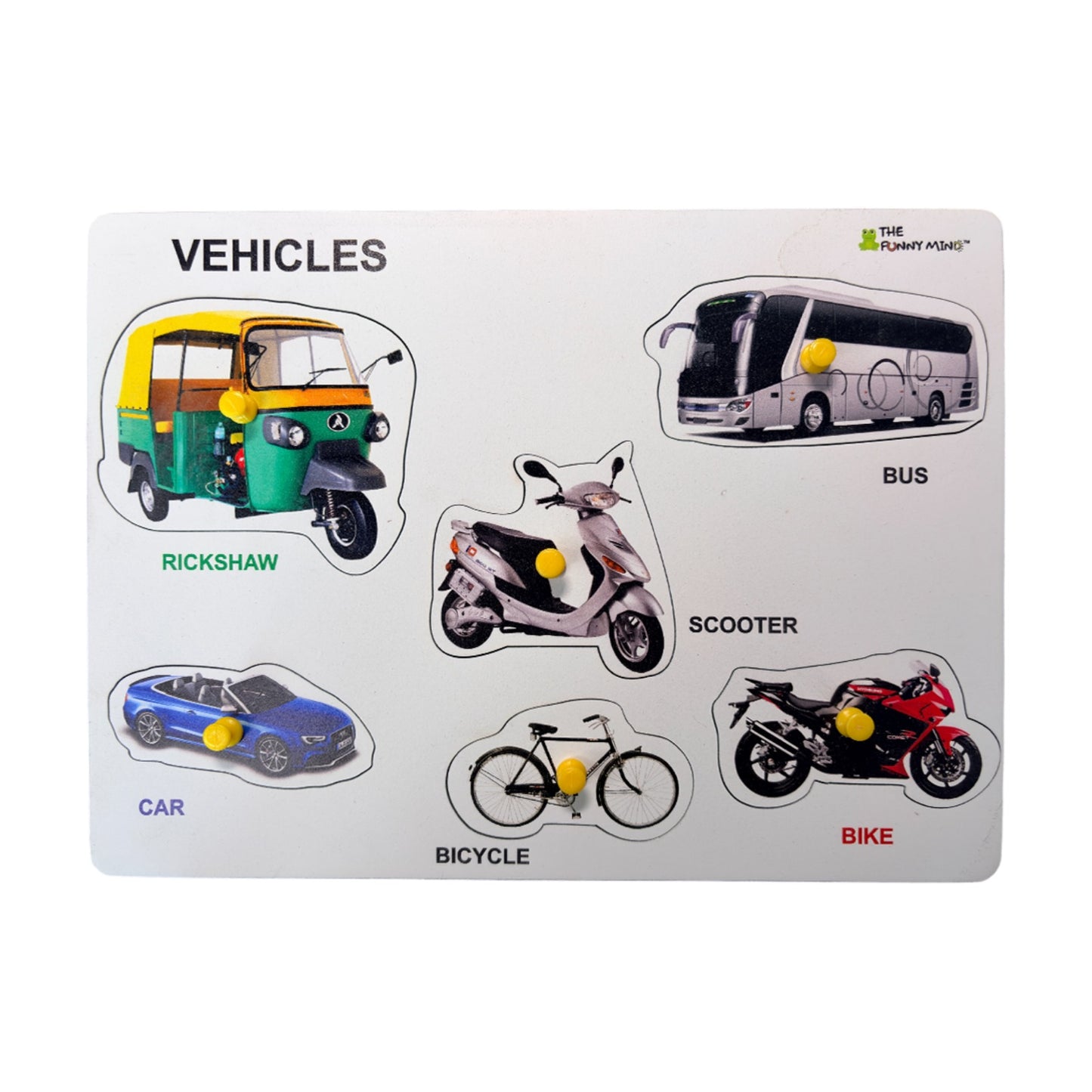Vehicles Wooden Knob Puzzle Board