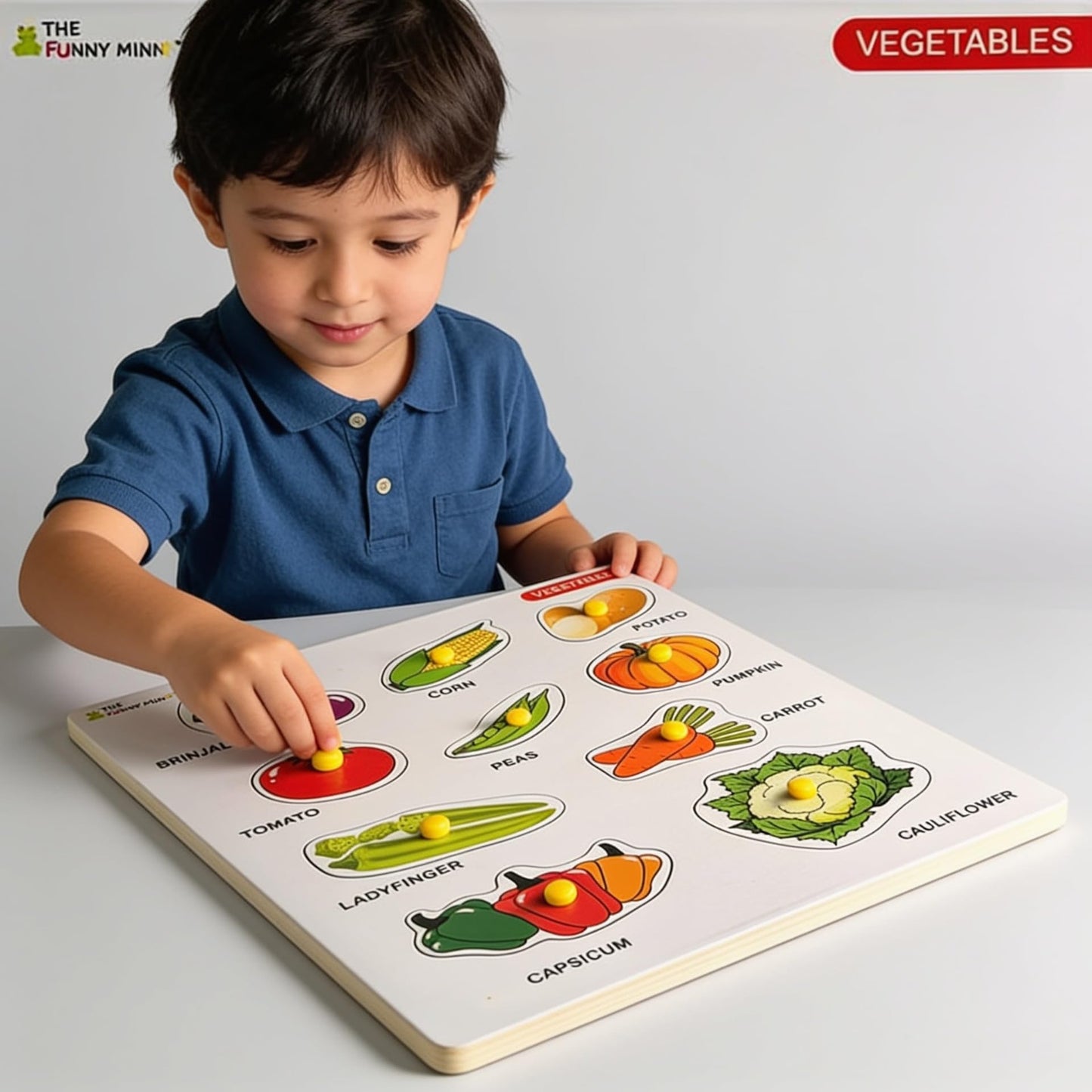 Vegetables Wooden Knob Puzzle Board