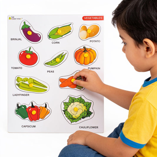 Vegetables Wooden Knob Puzzle Board