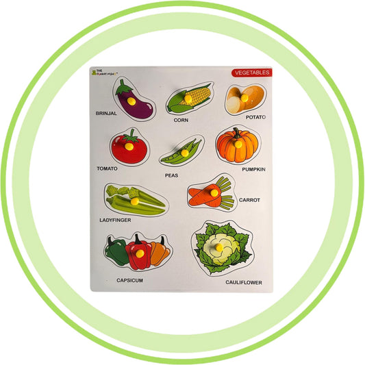 Vegetables Wooden Knob Puzzle Board