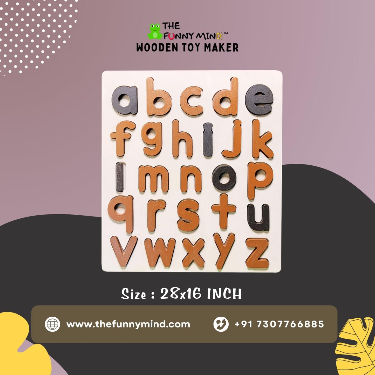 Wooden English Brown Small Alphabet Puzzle