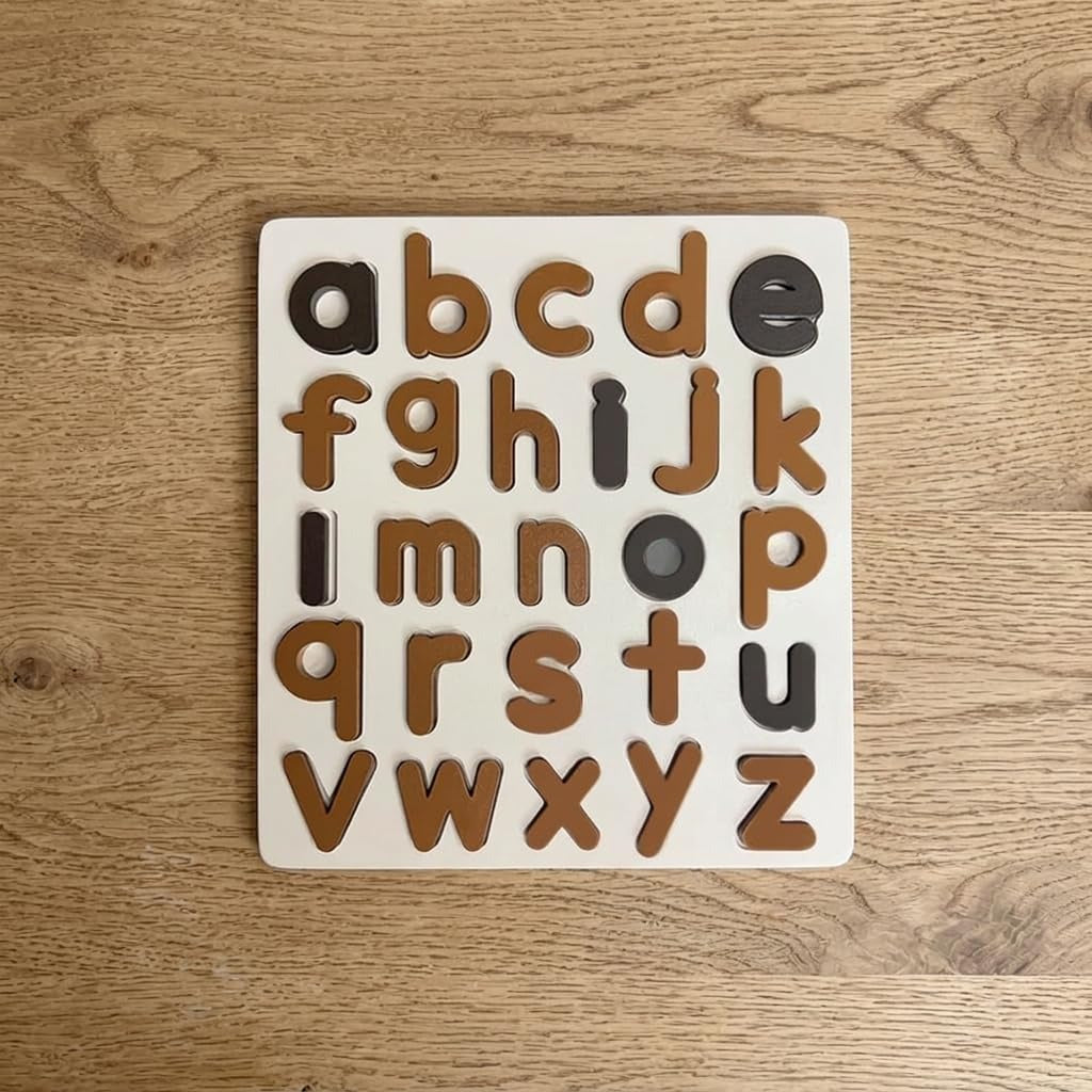 Wooden English Brown Small Alphabet Puzzle