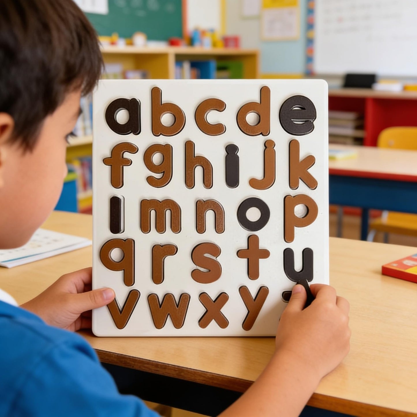 Wooden English Brown Small Alphabet Puzzle