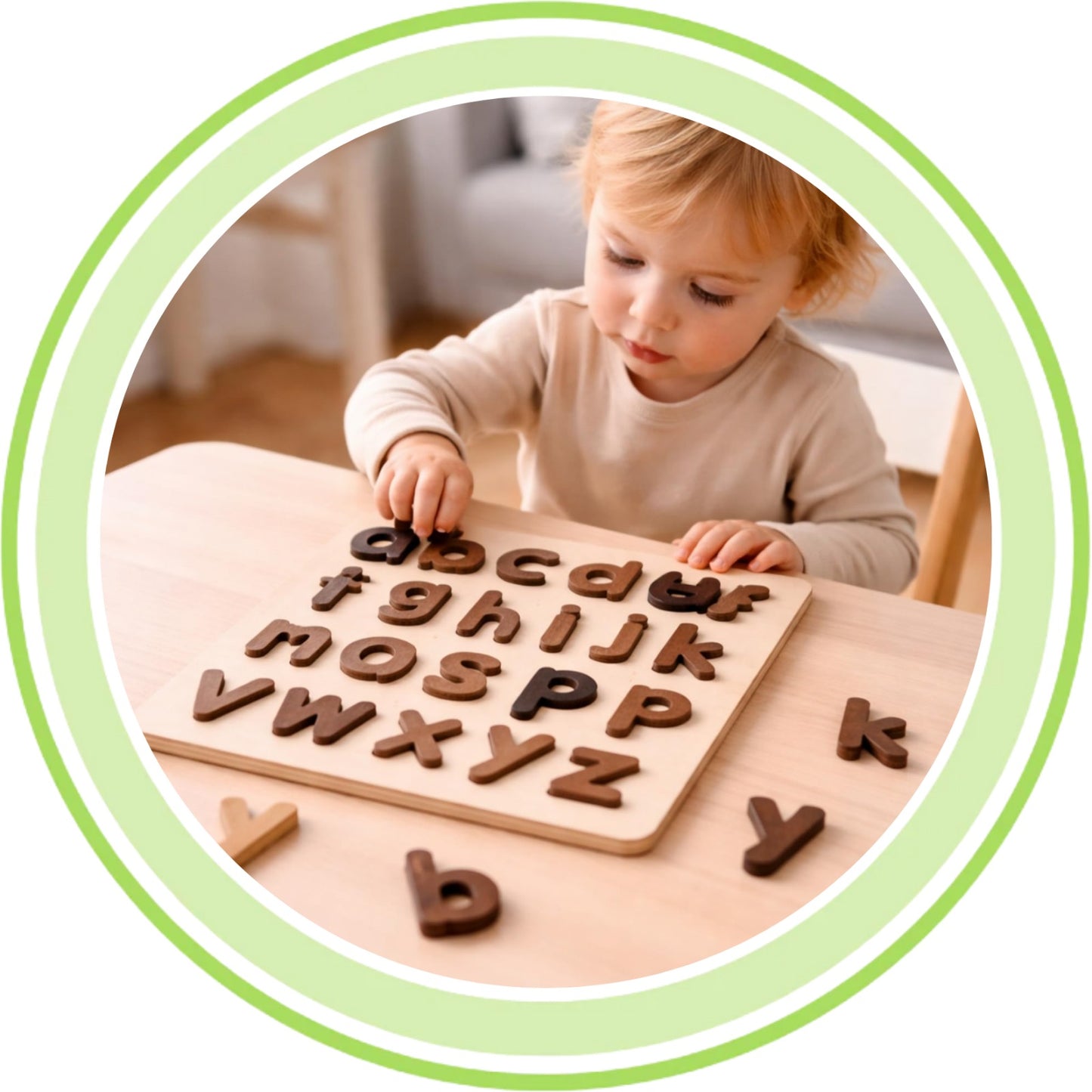 Wooden English Brown Small Alphabet Puzzle