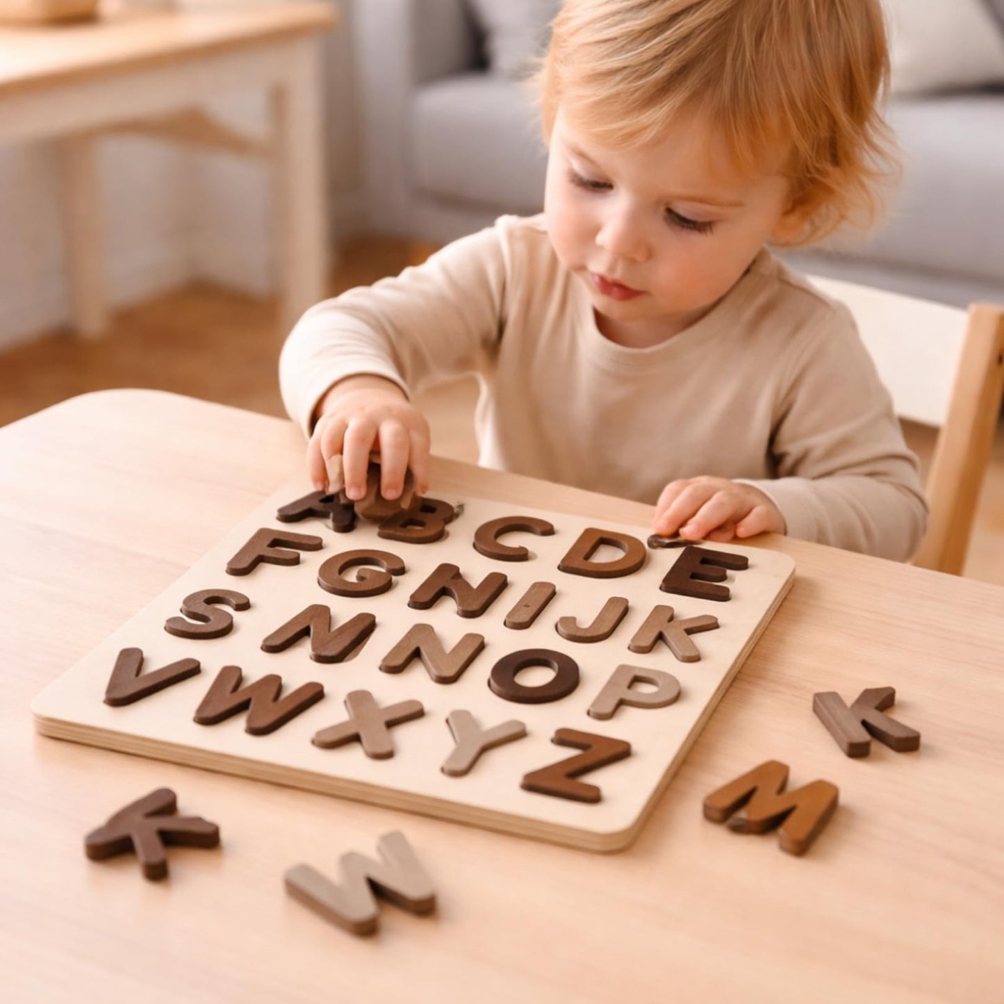 Wooden English Brown Capital Alphabets
