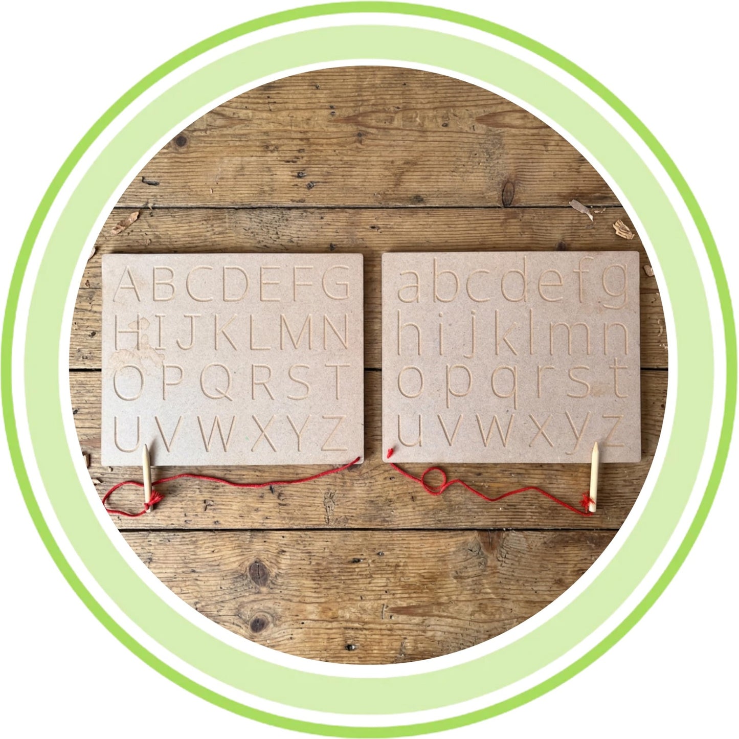 Wooden Alphabet Tracing Board, Uppercase and Lowercase Letters