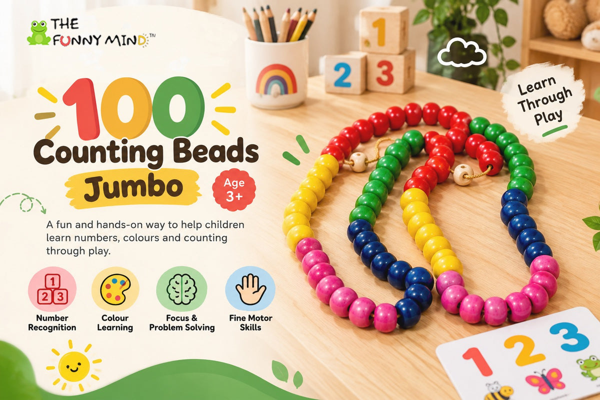 The Funny Mind Jumbo Counting Beads Wooden Toy, 100 Beads