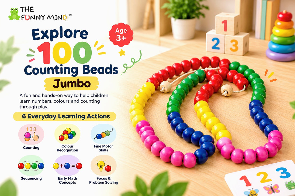 The Funny Mind Jumbo Counting Beads Wooden Toy, 100 Beads
