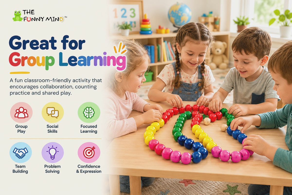 The Funny Mind Jumbo Counting Beads Wooden Toy, 100 Beads
