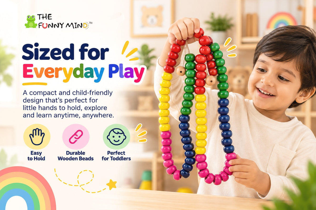 The Funny Mind Jumbo Counting Beads Wooden Toy, 100 Beads