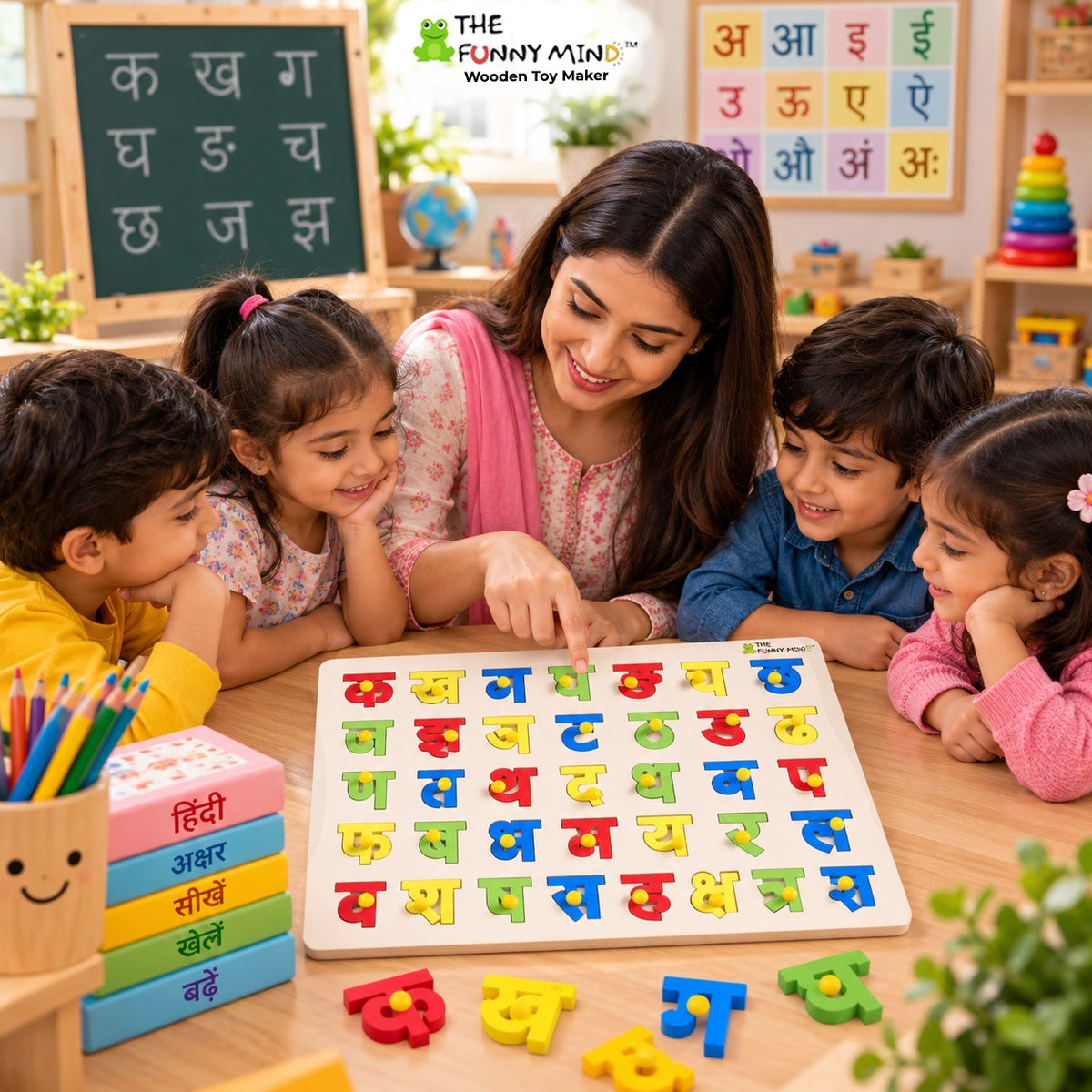 Hindi Akshar Wooden Puzzle Board
