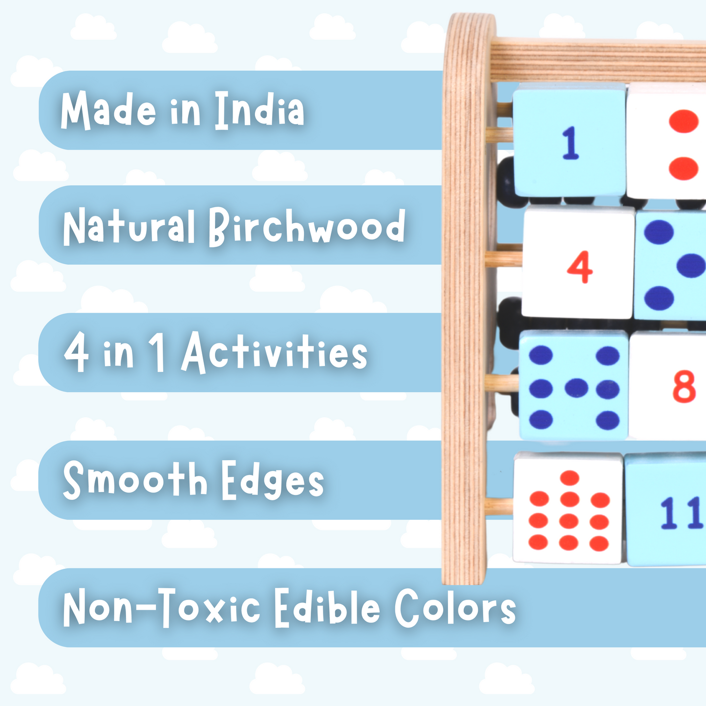 4 in 1 Mini Colorful Birchwood Abacus